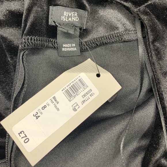 River Island black , velvet mini dress with pink bow. Size -4US - Picture 3 of 10